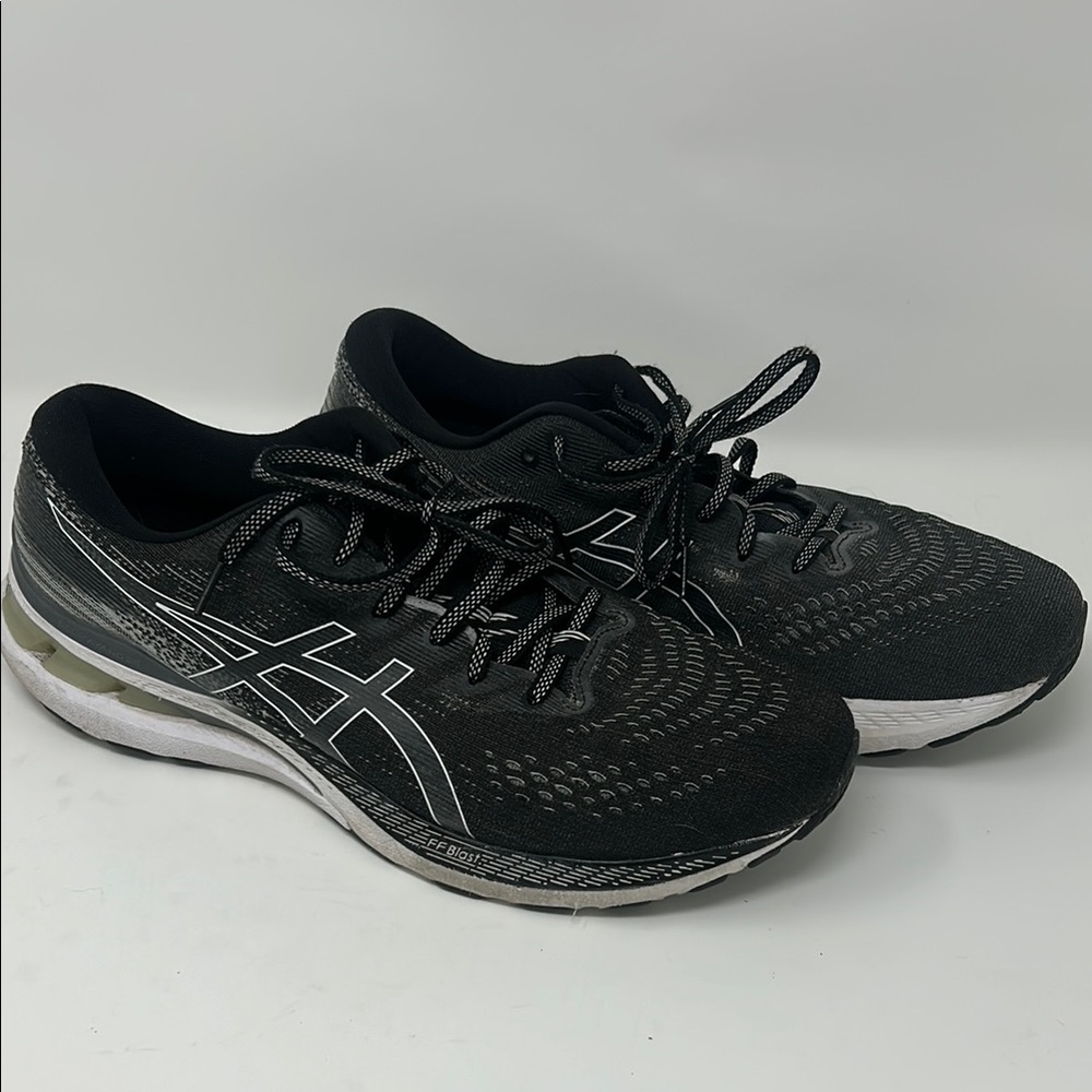Asics Black and White Athletic Shoes with Breathable Mesh